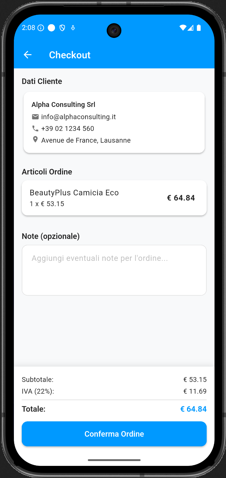 Checkout Ordine