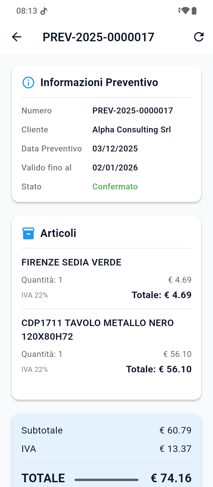 Preventivi Mobile